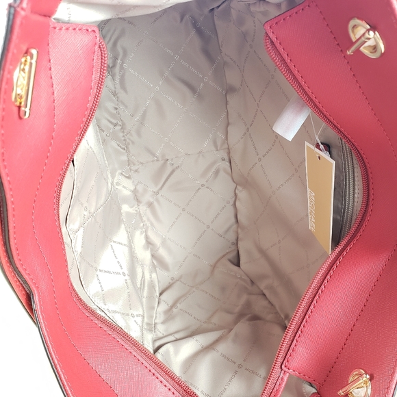 MICHAEL KORS JET SET TRAVEL L RED FLAME SHOULDER MK Bag - Picture 10 of 12